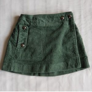 ZARA green corduroy wrap-skirt